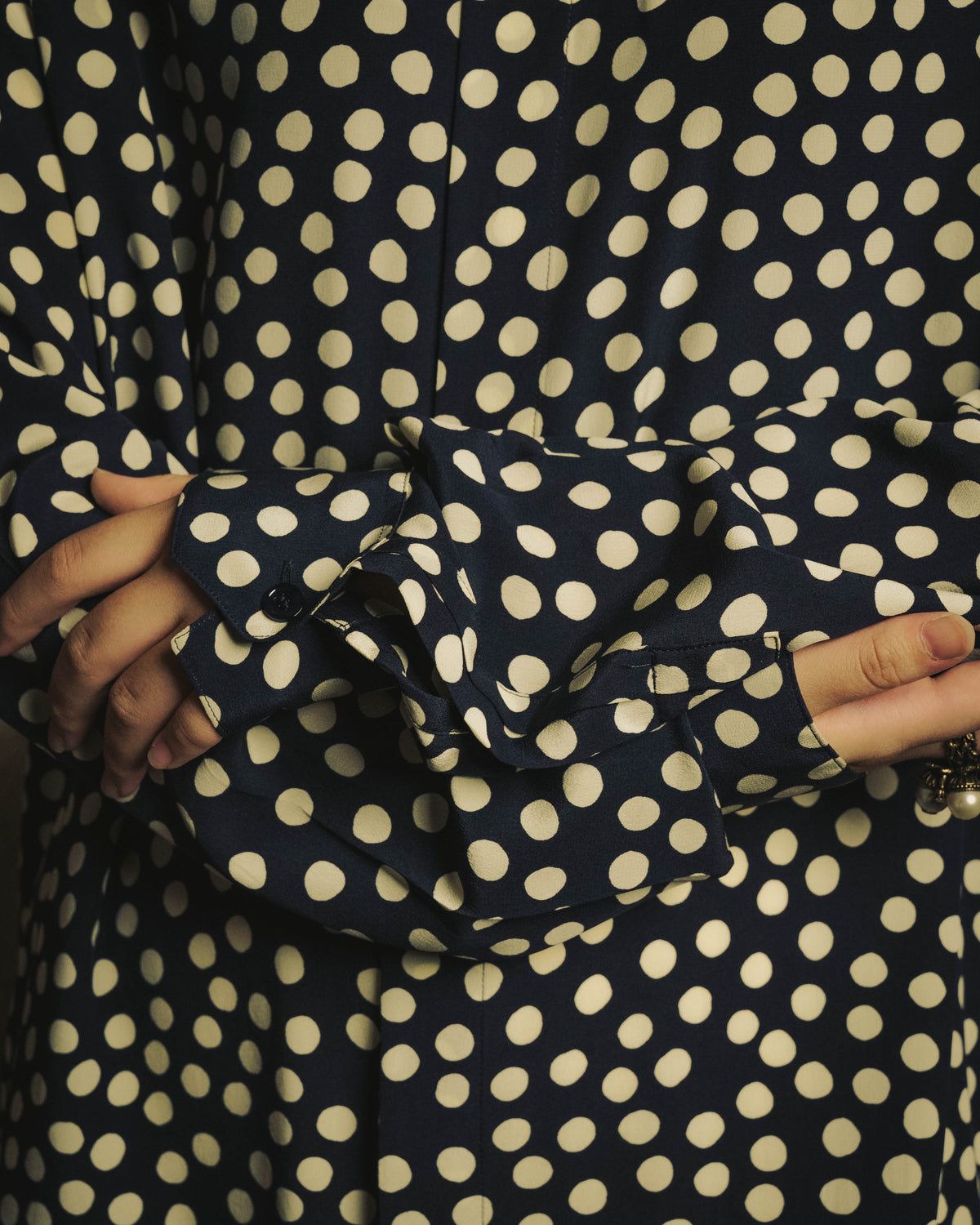 -SPECIAL- "Saint Laurent" 2019-2020 Polka dot silk long sleeve shirt