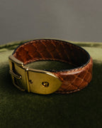 "GUCCI" 90's-00's Embossed leather buckle bangle
