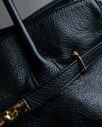 "AULENTTI" Gold closure belt design leather 2-way bag