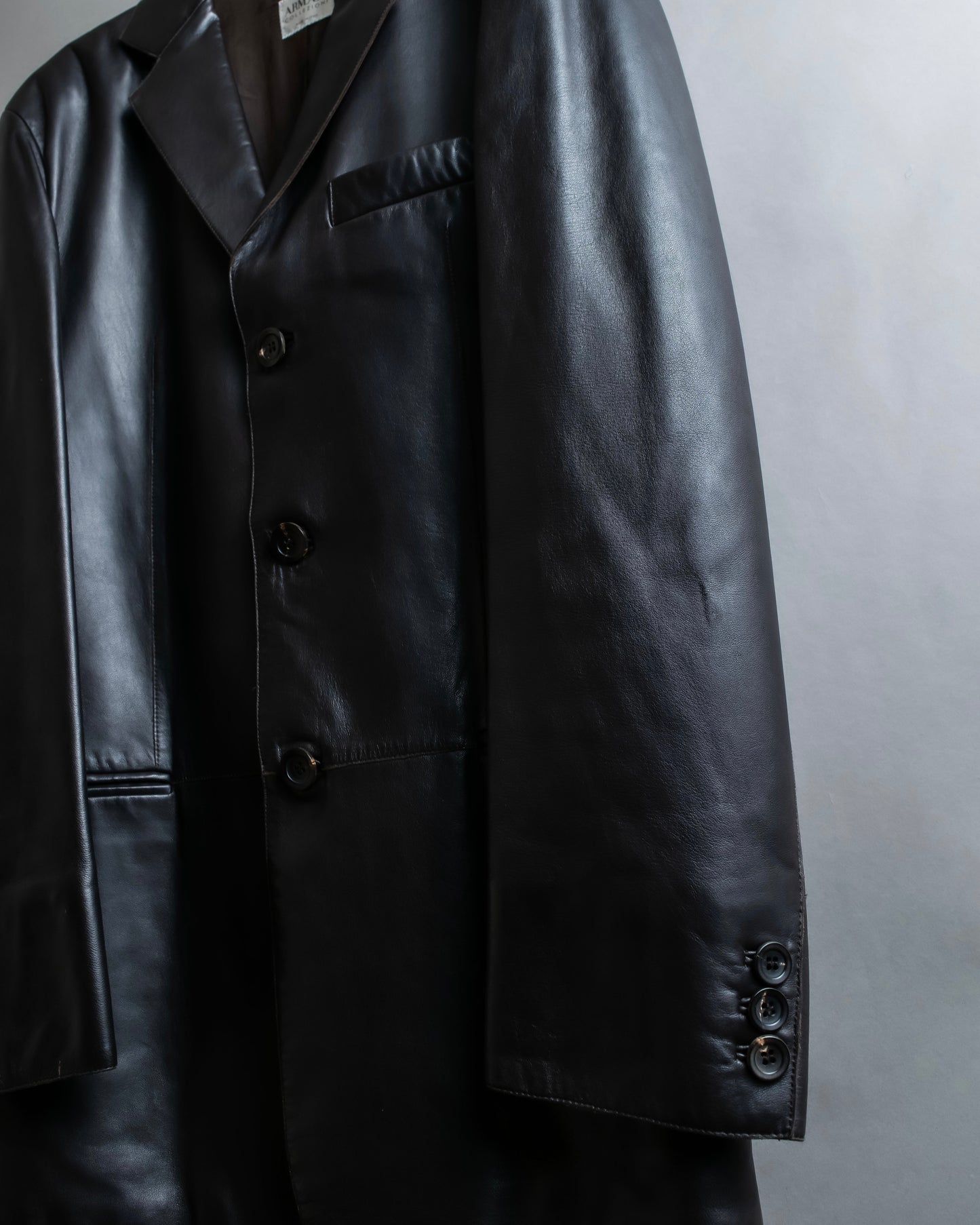 "ARMANI COLLEZIONI" 100% lamb leather oversized tailored jacket