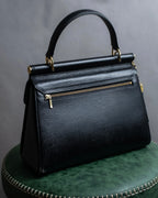 "VALENTINO" Garavani gold metal design leather hand bag