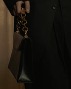 "Salvatore Ferragamo" 90’s Jewelry gold chain design leather bag