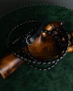 "MIU MIU" Silver metal stud design leather narrow belt