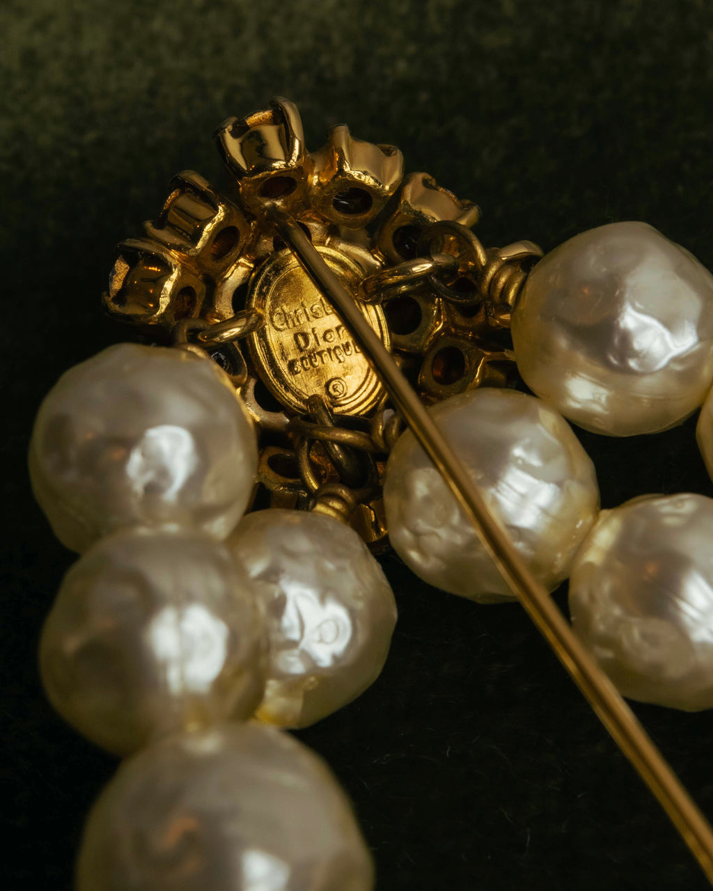 “Christian Dior” 70’s-80’s Boutique pearl rhinestone brooch