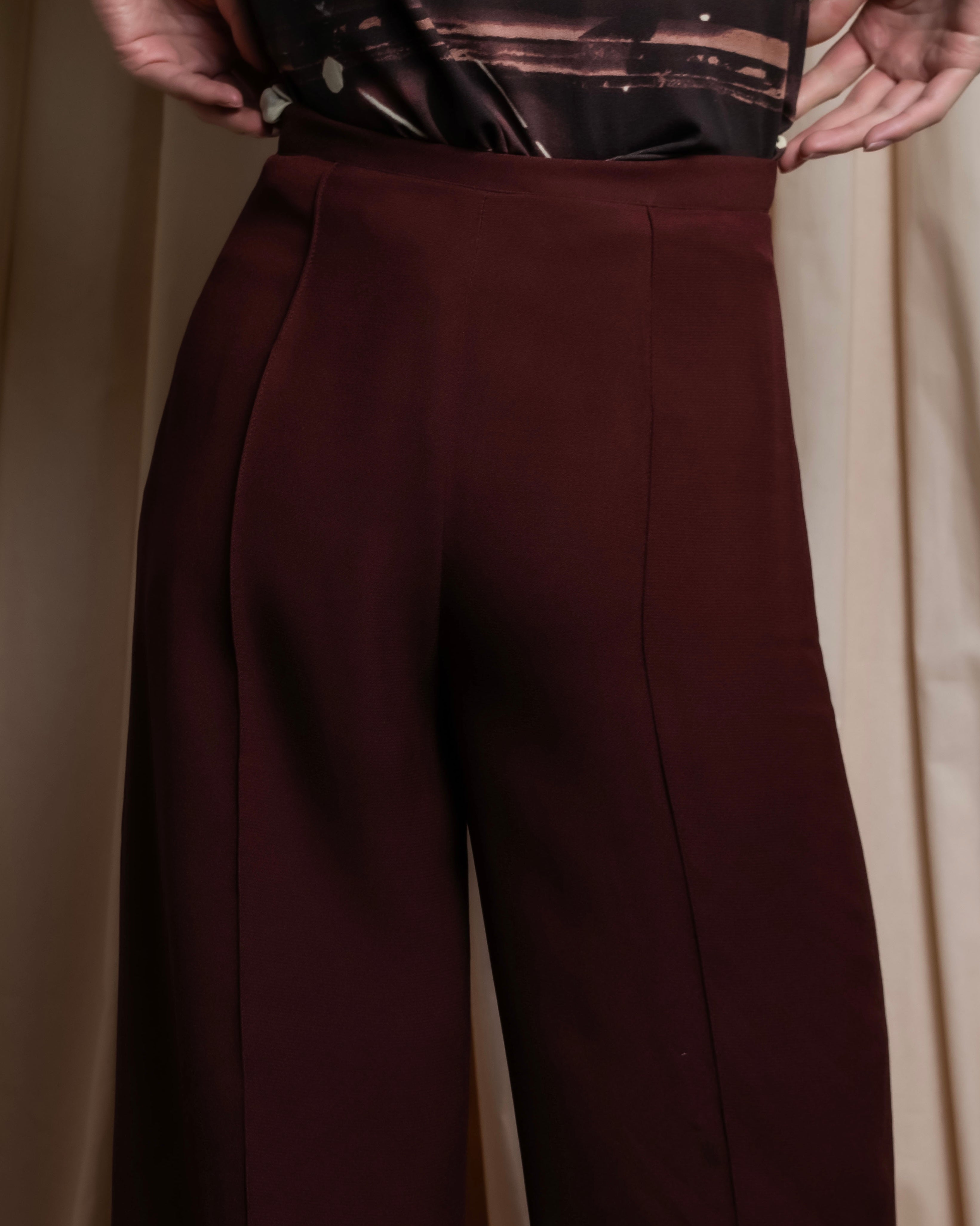 "JEAN PAUL GAULTIER" Beautiful drape burgundy wide slacks