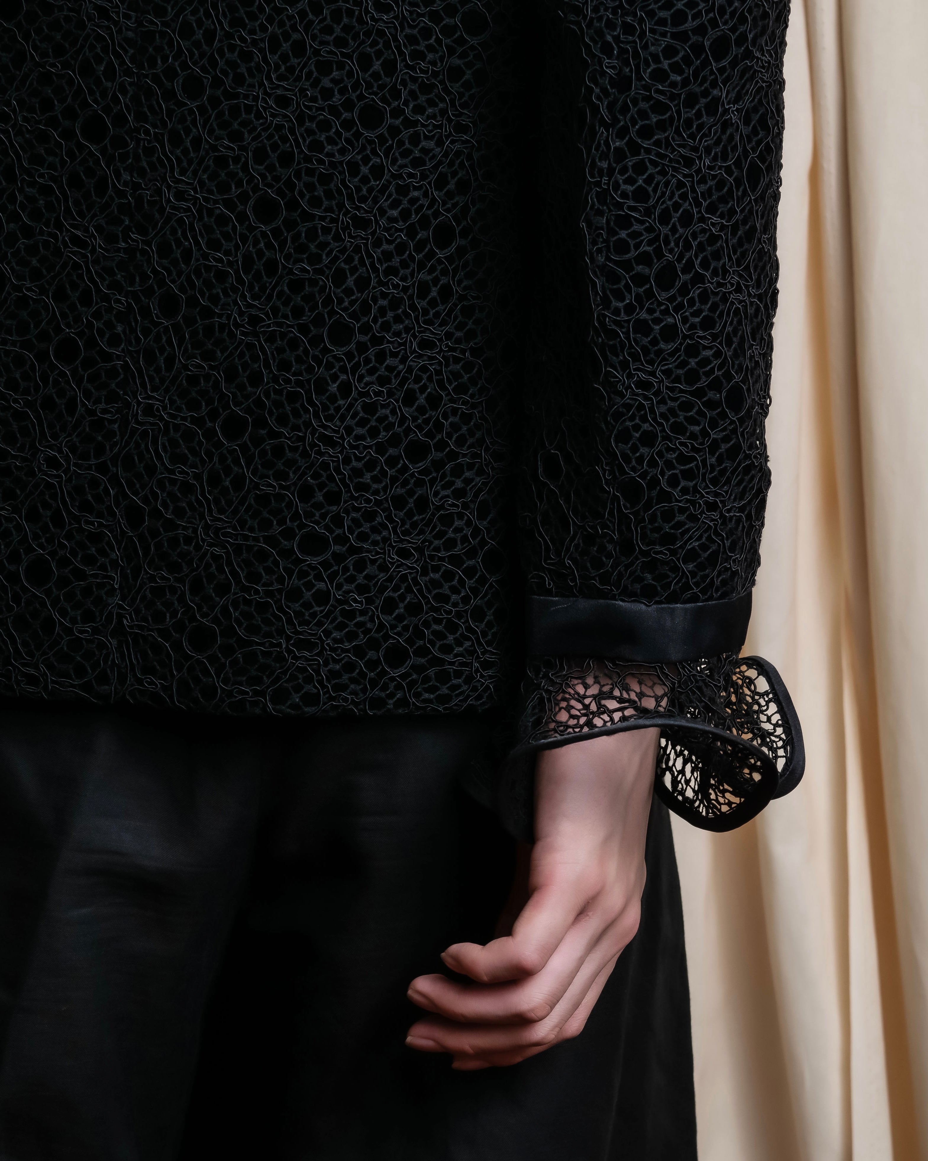 "JEAN-LOUIS SCHERRER" Lace frill design ribbon attached jacket