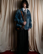 "GIORGIO ARMANI" Charcoal gray geometric pattern necktie