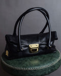 "ADMJ" Gold clasp grain leather shoulder bag