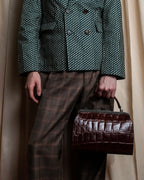 "JEAN PAUL GAULTIER" Logo engraved crocodile embossed 2way leather bag