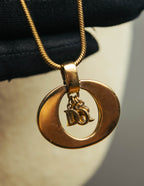 "Christian Dior" 80's-90's Gold logo pendant necklace