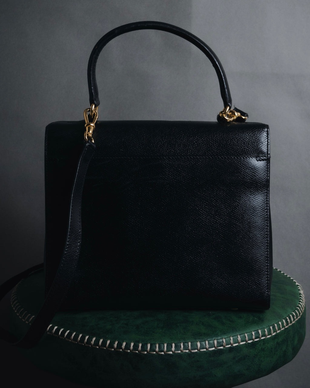 "CELINE" 90’s structured turnlock top handle bag