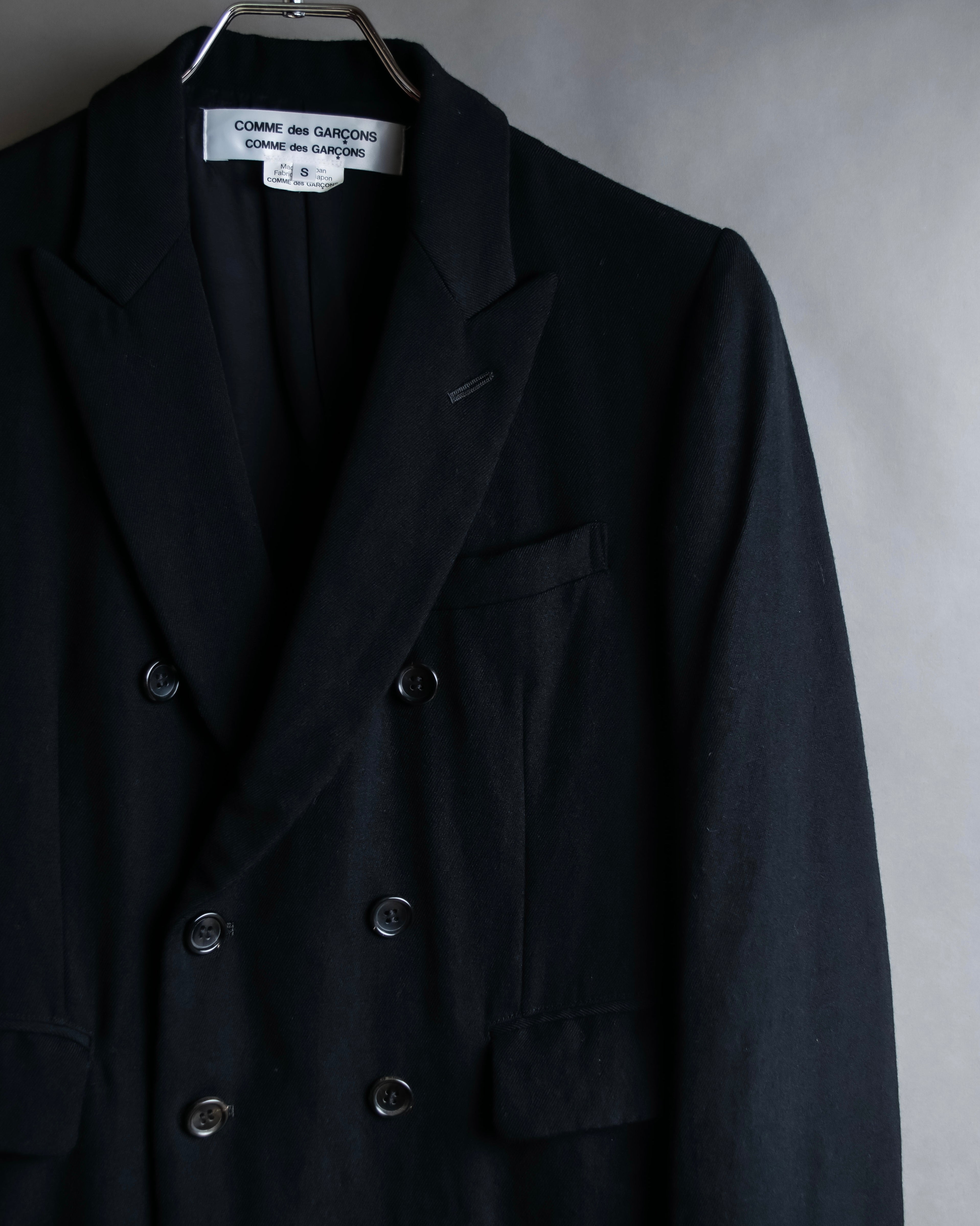 "COMME des GARCONS" Peaked lapel double-breasted long tailored jacket