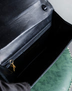 "Salvatore Ferragamo" Horizontal design pumps engraved leather one handle bag