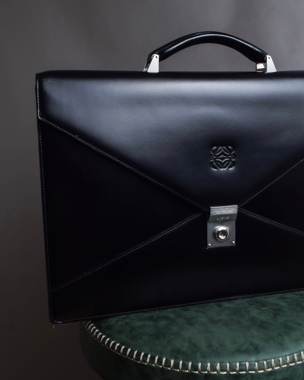 "LOEWE" Logo engraved leather briefcase bag