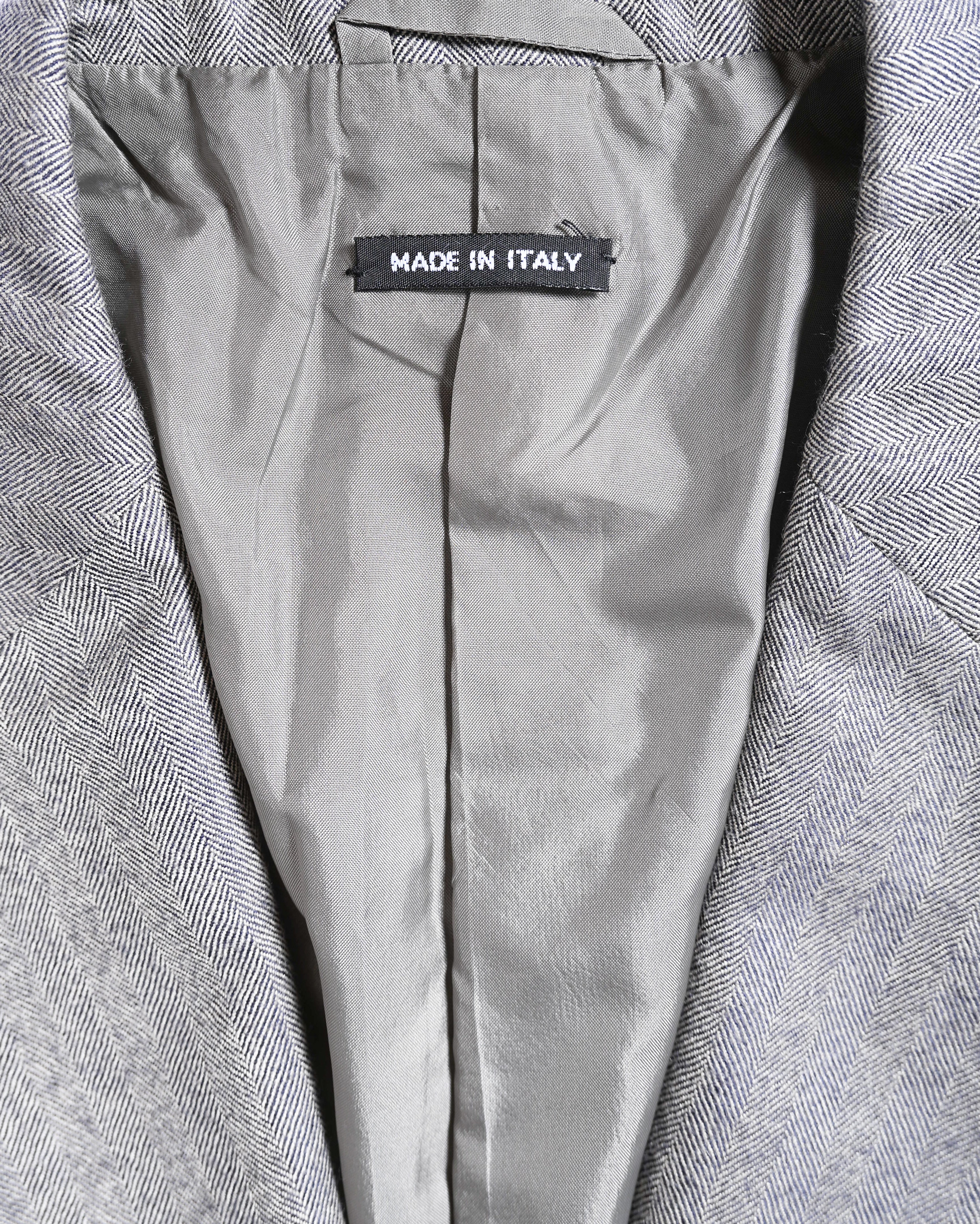 GIORGIO ARMANI/ Pure Cashmere Herringbone Oversized Tailored Jacket Gray
