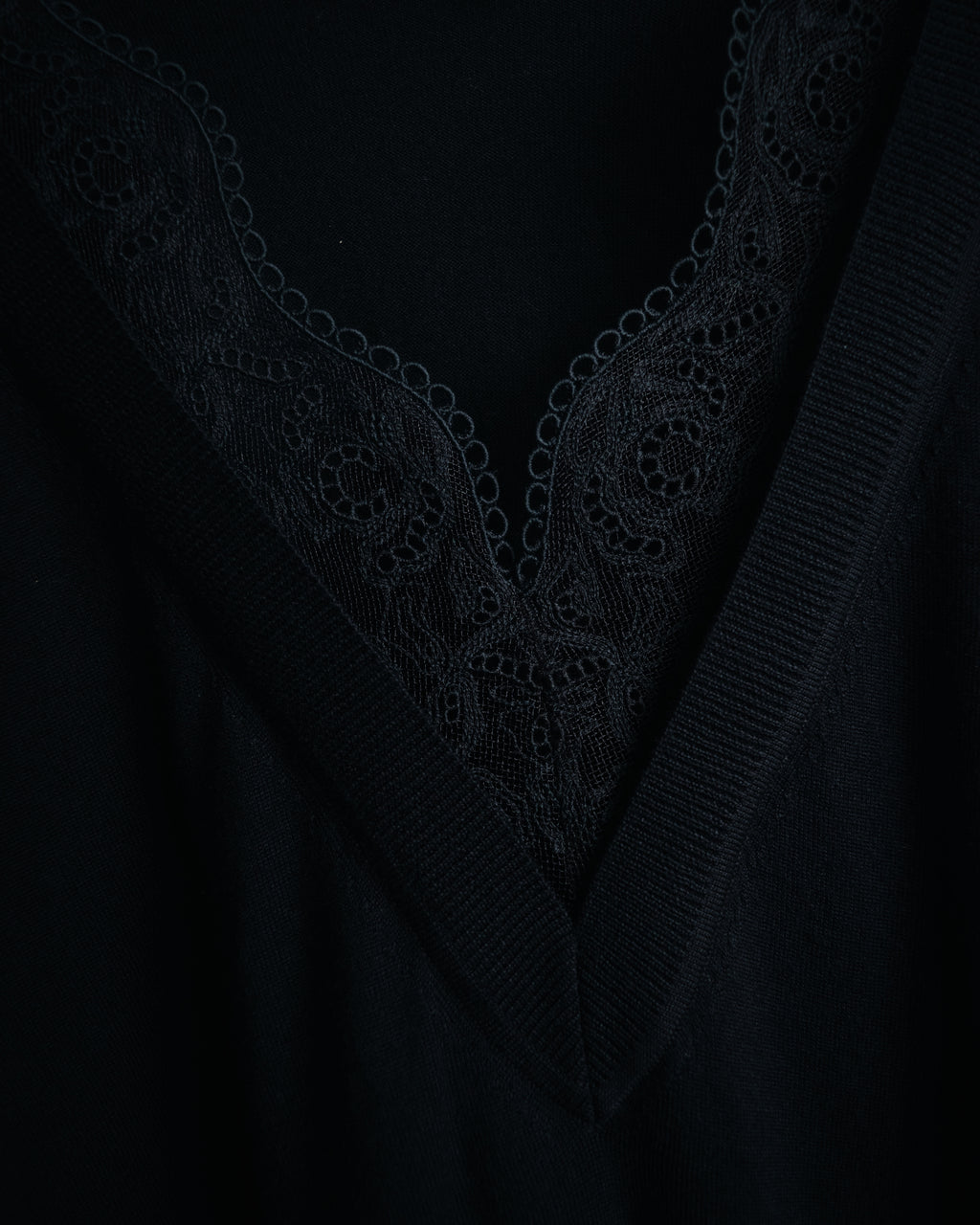 "Chloe" 2020 Lace-trimmed v-neck knit top