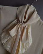 "GUCCI" Michele period frill lace silk bowtie shirt