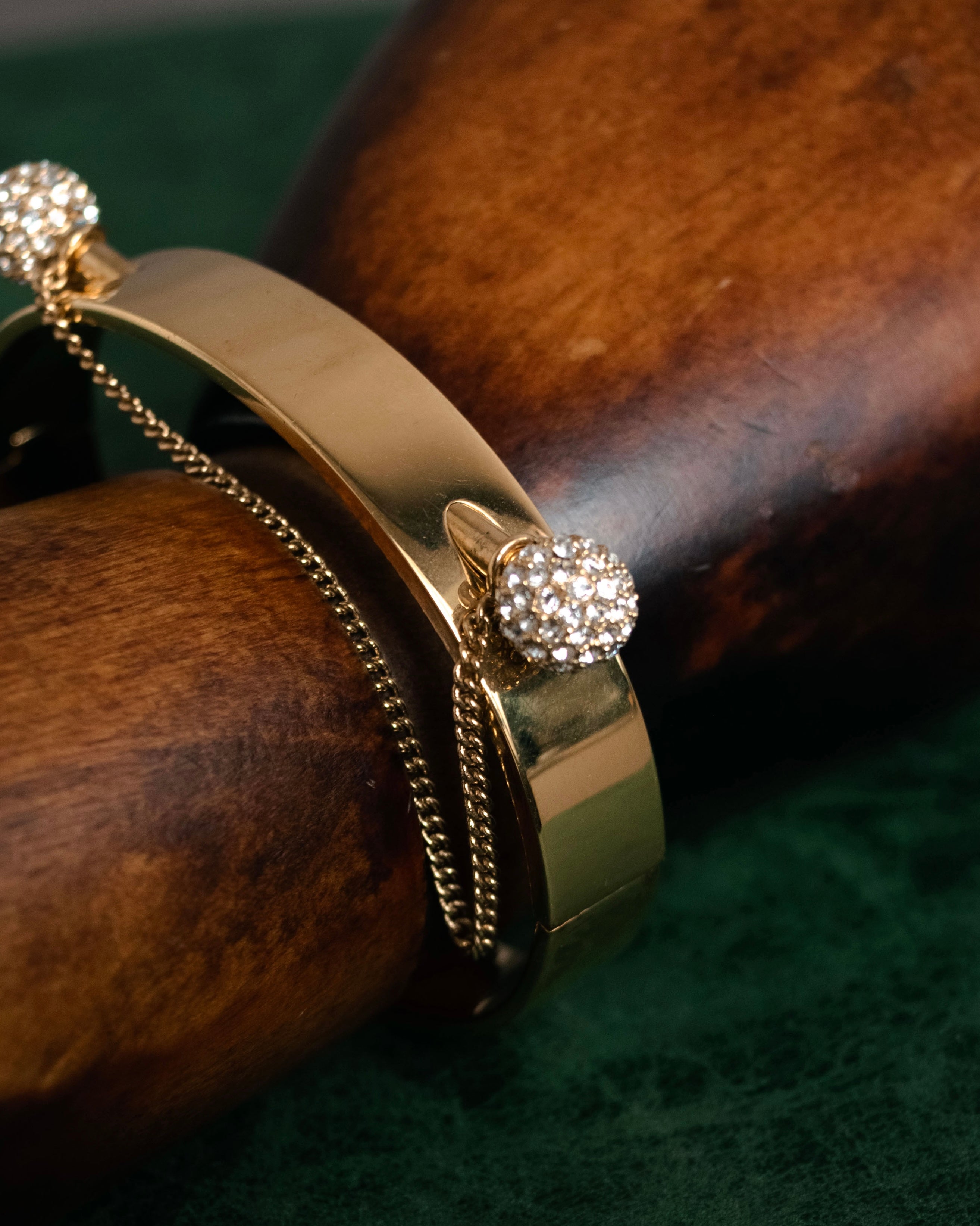 Chloe - Crystal Sphere Chain Bangle Bracelet - Gold - 2010s