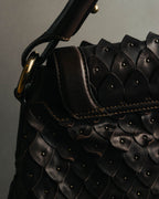-SPECIAL- “Salvatore Ferragamo” 00’s-10’s Leather scale appliqué gancini shoulder bag
