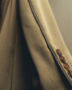 -SPECIAL- "Hermès" 80's-00's Leather collar tailored blazer