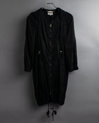 "CELINE" Gathered design hooded double zipper dress