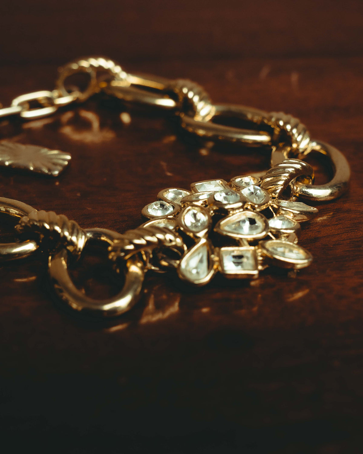 "Yves Saint Laurent" 80's-90's Ornate crystal bracelet