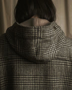 Abrigo de duffle con capucha y estampado de cuadros "Harris Tweed"