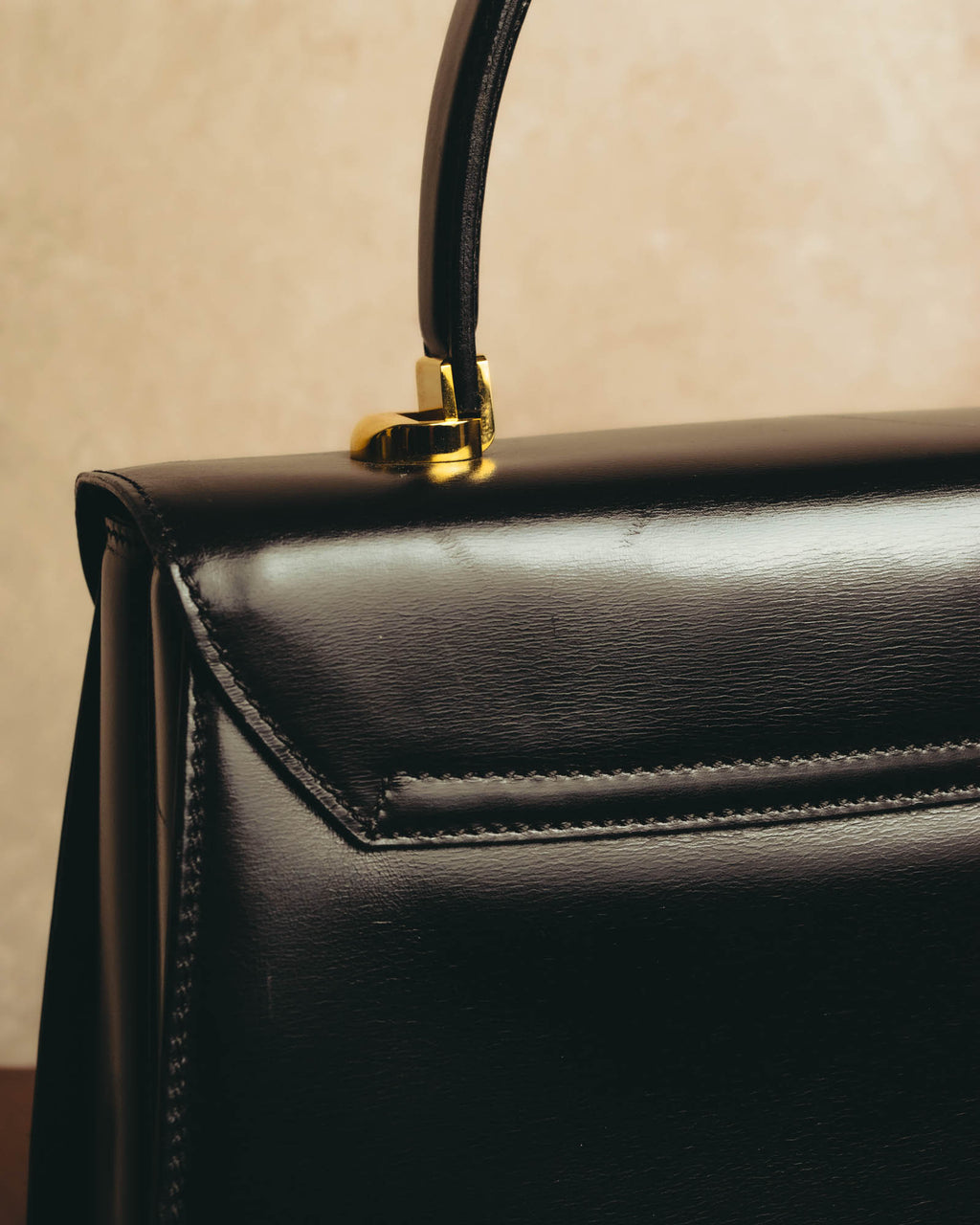 "LORENZO de MEDICI" 80's-00's Structured leather top handle handbag