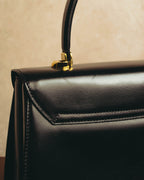"LORENZO de MEDICI" 80's-00's Structured leather top handle handbag