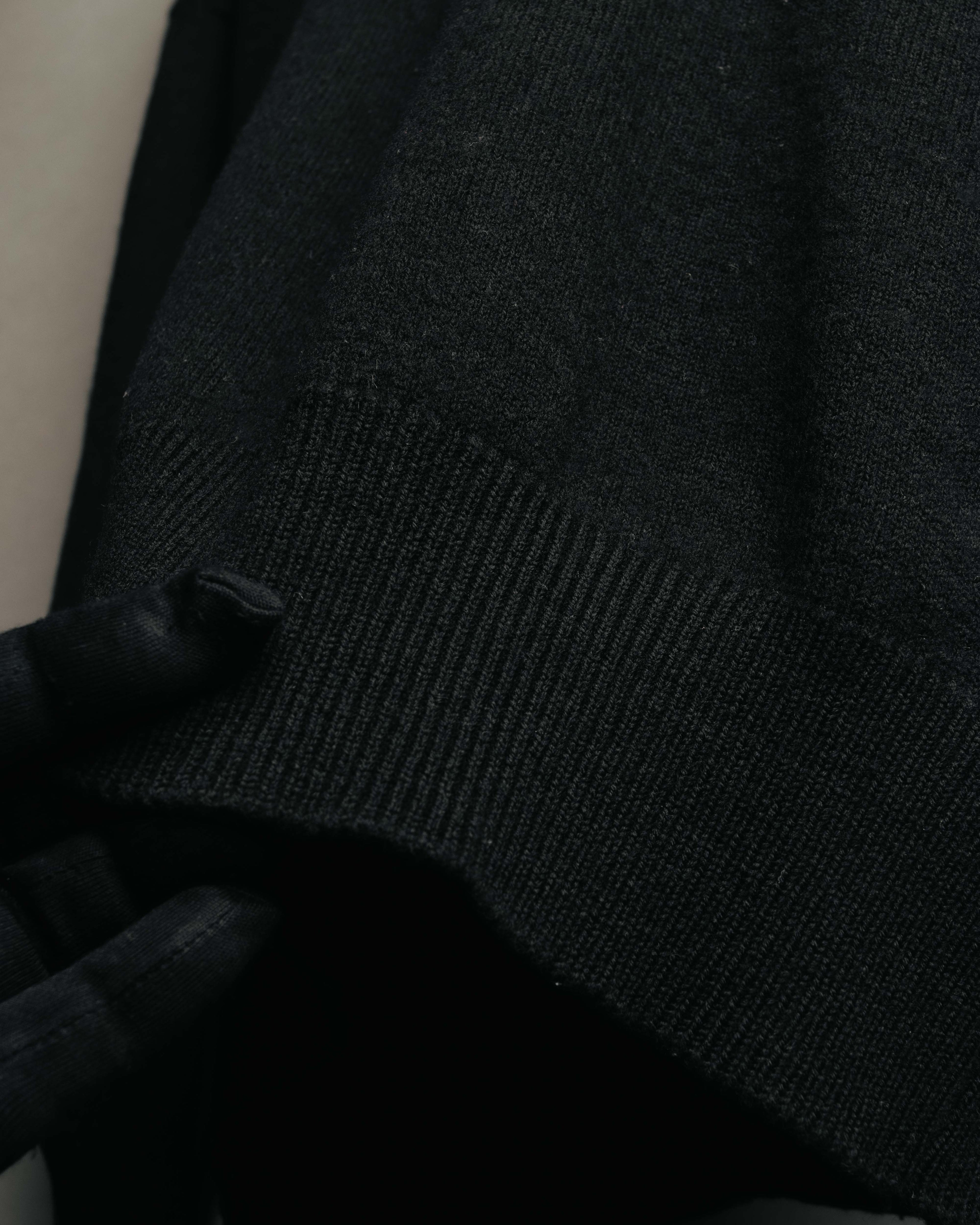 "Yves Saint Laurent" 80's-90's Minimal black wool v-neck sweater