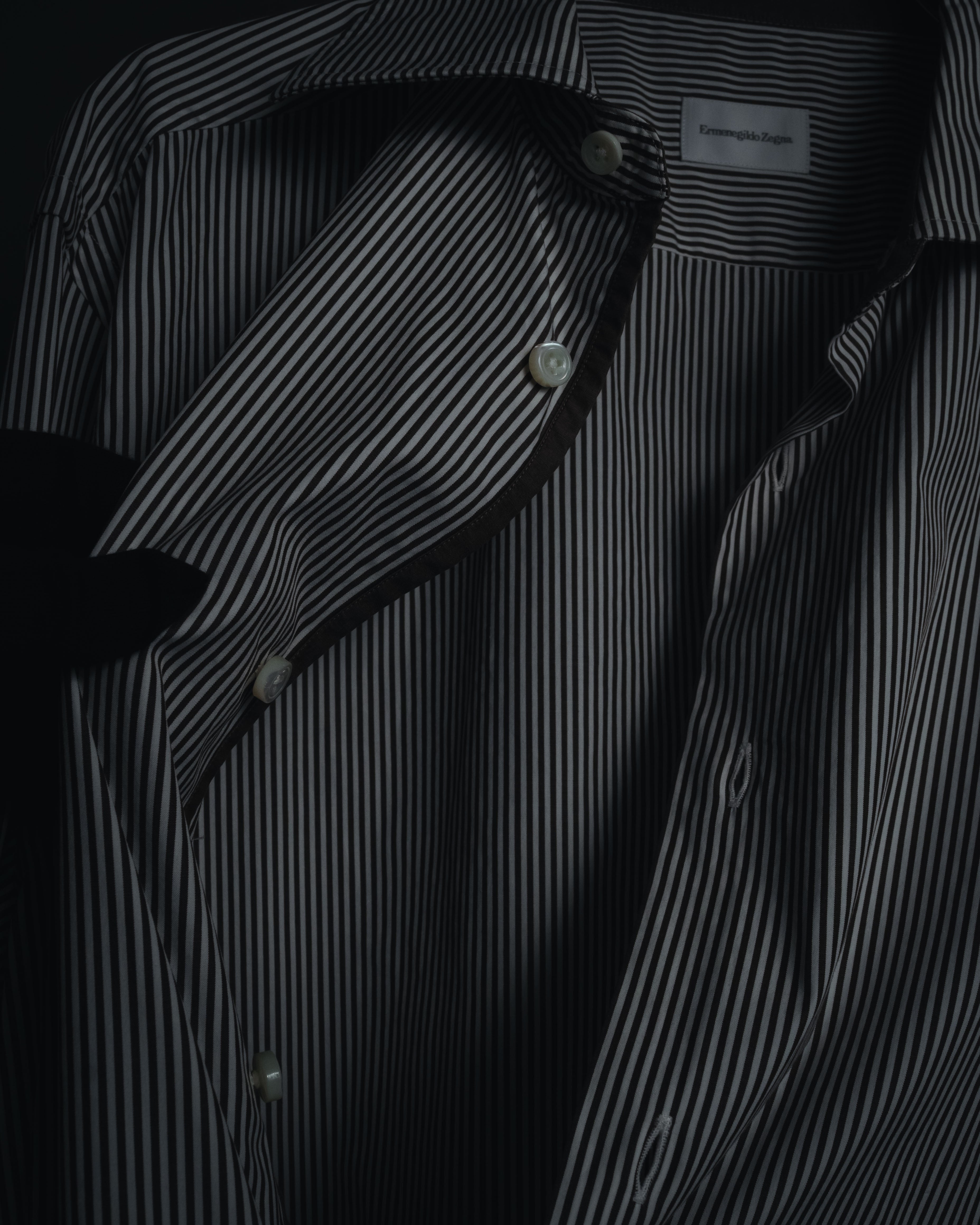 "Ermenegildo Zegna" 2010’s mother-of-pearl button london stripe shirt