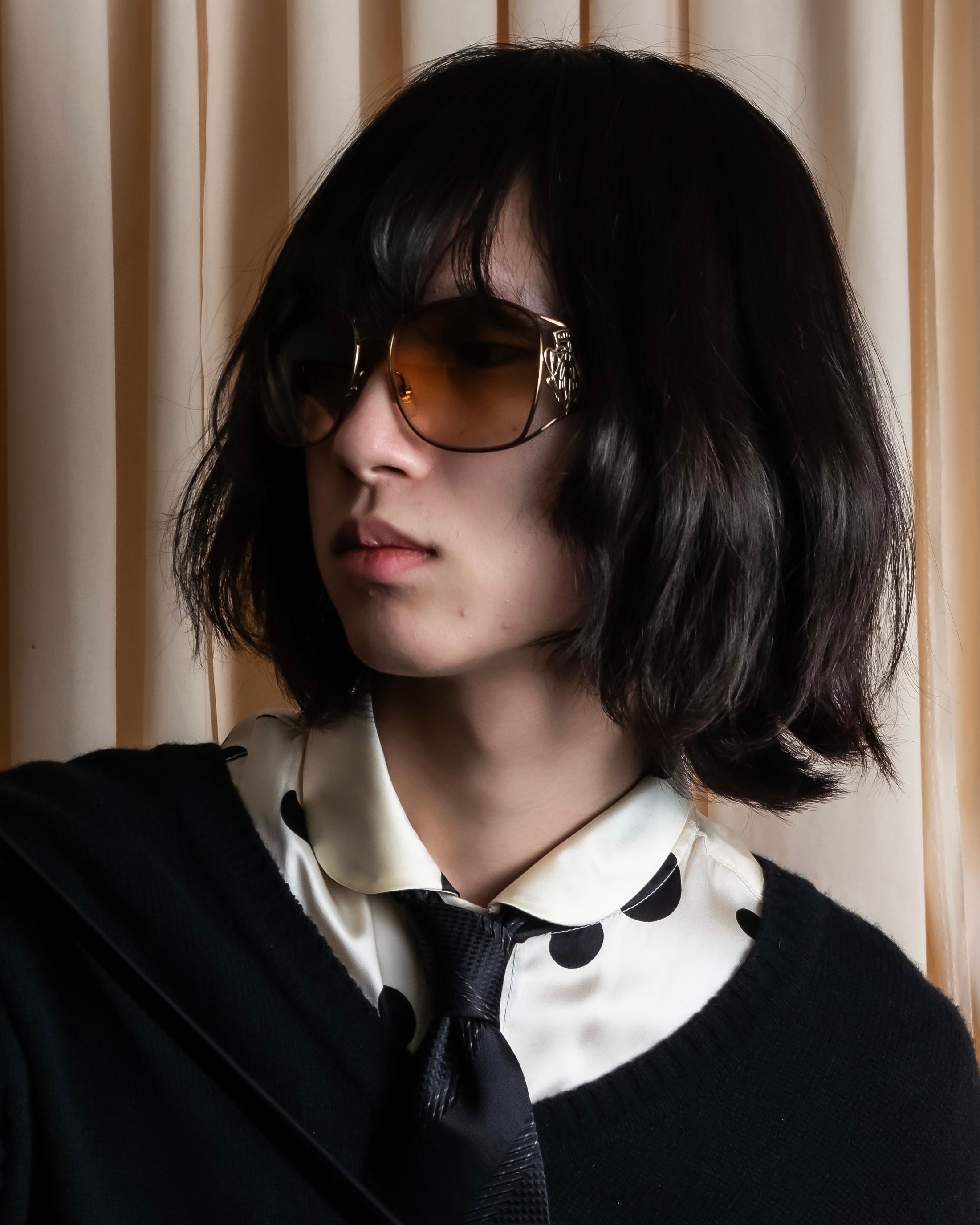 "GIANNI VERSACE" Irregular dot pattern silk shirt