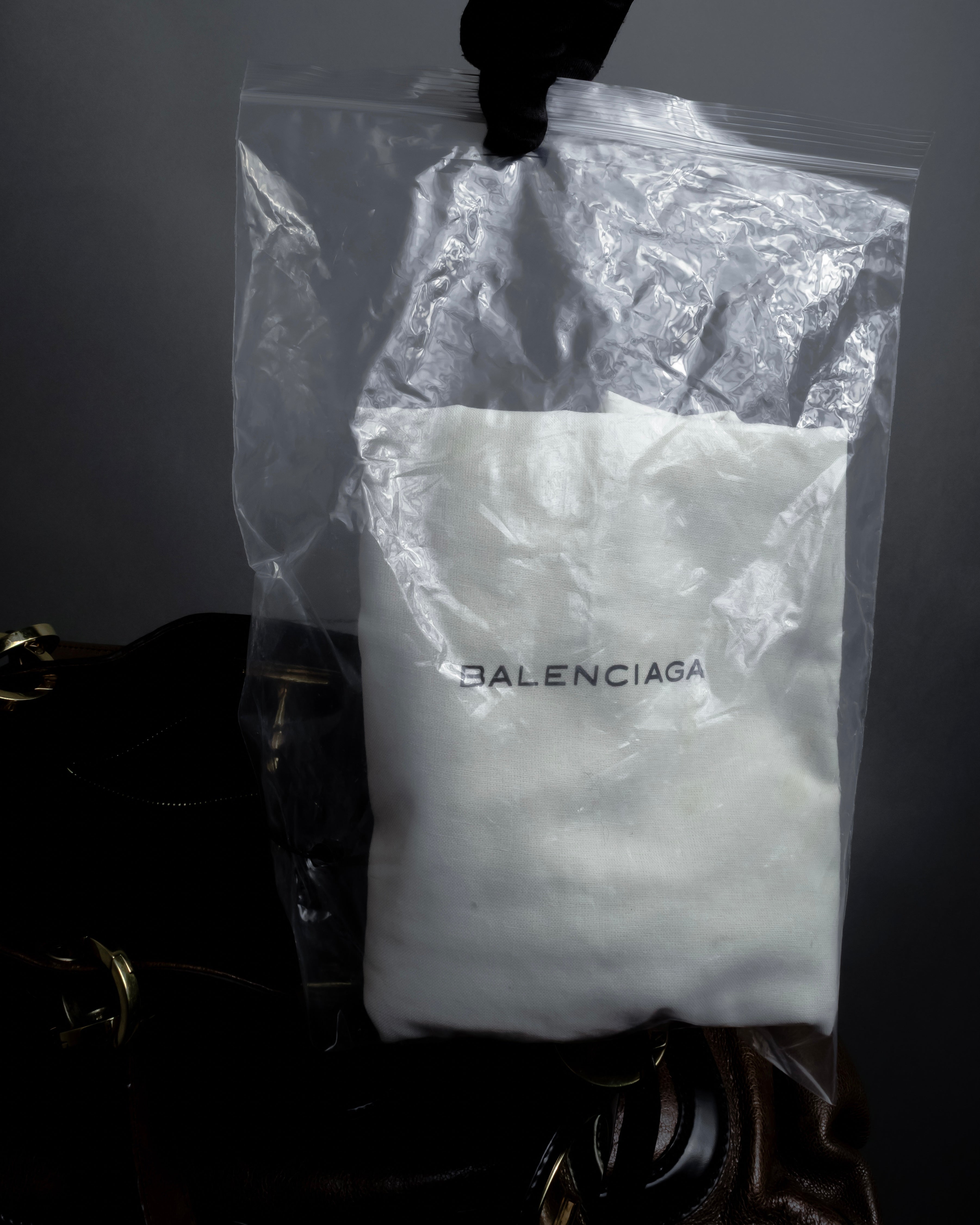 "BALENCIAGA" Gold turn lock design leather combination bag