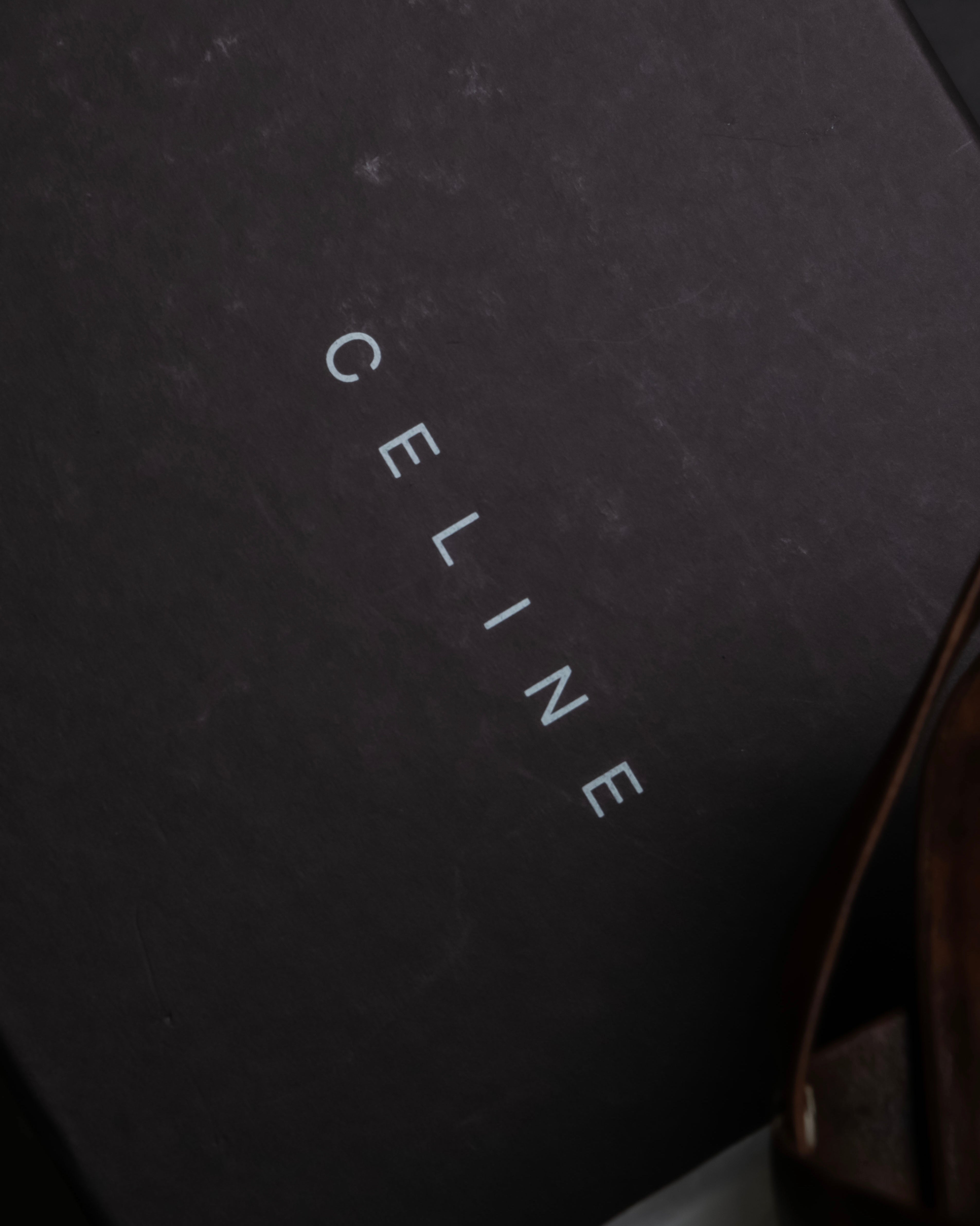 "CELINE" Layered belt detail leather heel sandals