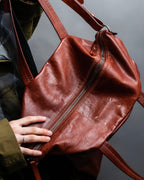 "MAISON MARGIELA" Genuine leather 2way brown color sailor bag