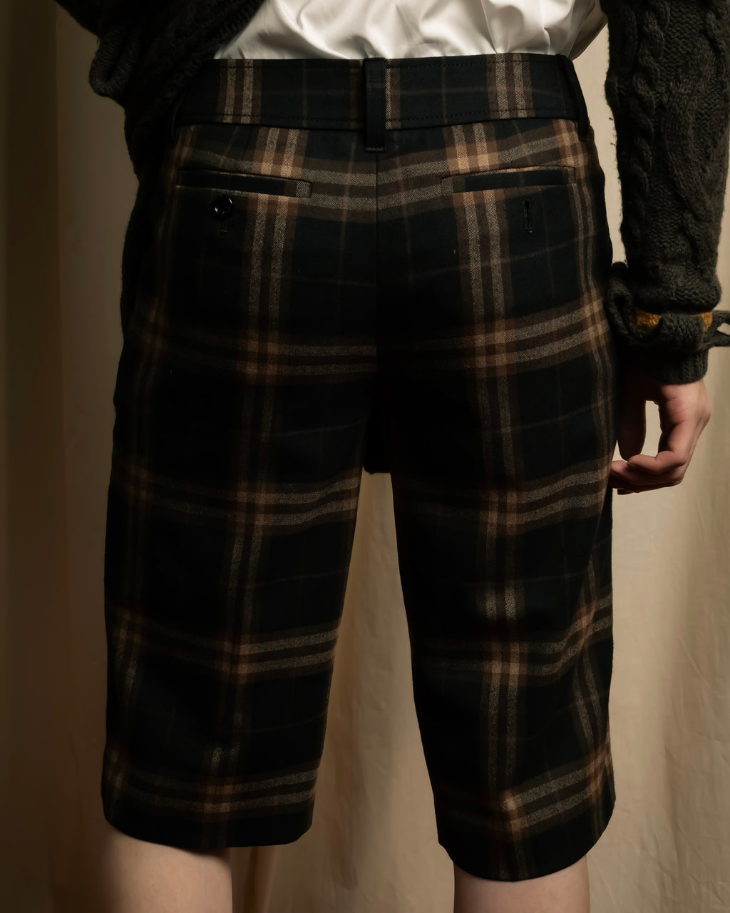 "BURBERRY" Decorative button design check pattern short pants