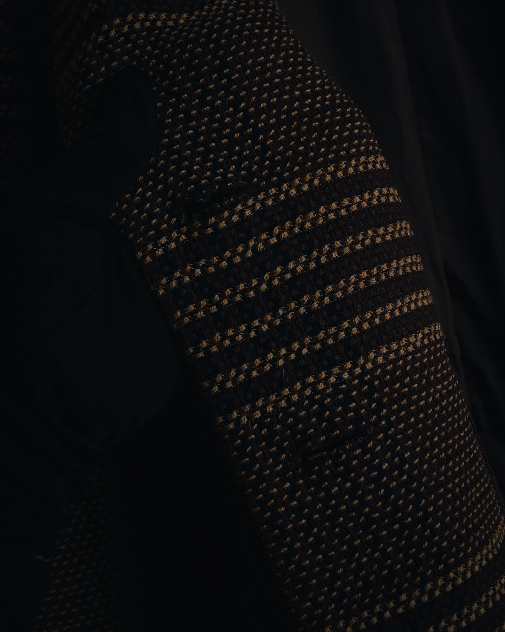 "CELINE" Late 80s–Early 90s velvet-collar woven jacket