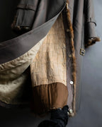 "HIROKI" Real fur lined maxi length belted coat