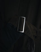 "DOLCE & GABBANA" 00’s resin coated patch detail belted coat