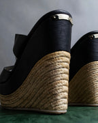 "Jimmy Choo" Leather combination wedge sole heel sandals