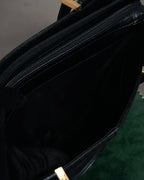 “YVES SAINT LAURENT” 90’s–Early 00’s Croc embossed leather woven stitch tote bag