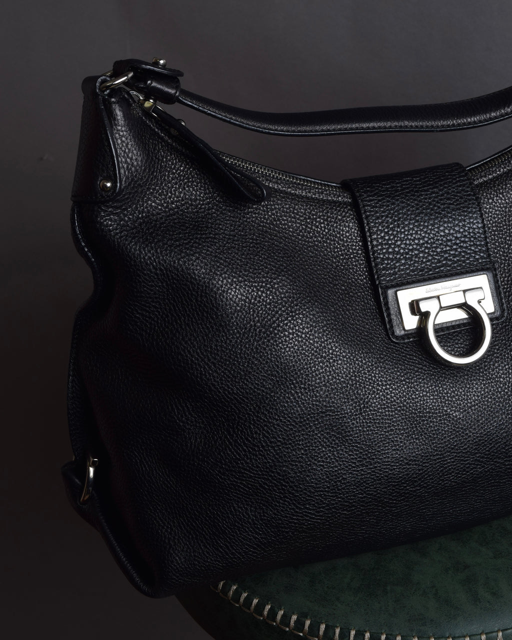 "Salvatore Ferragamo" Gancini motif design large leather shoulder bag