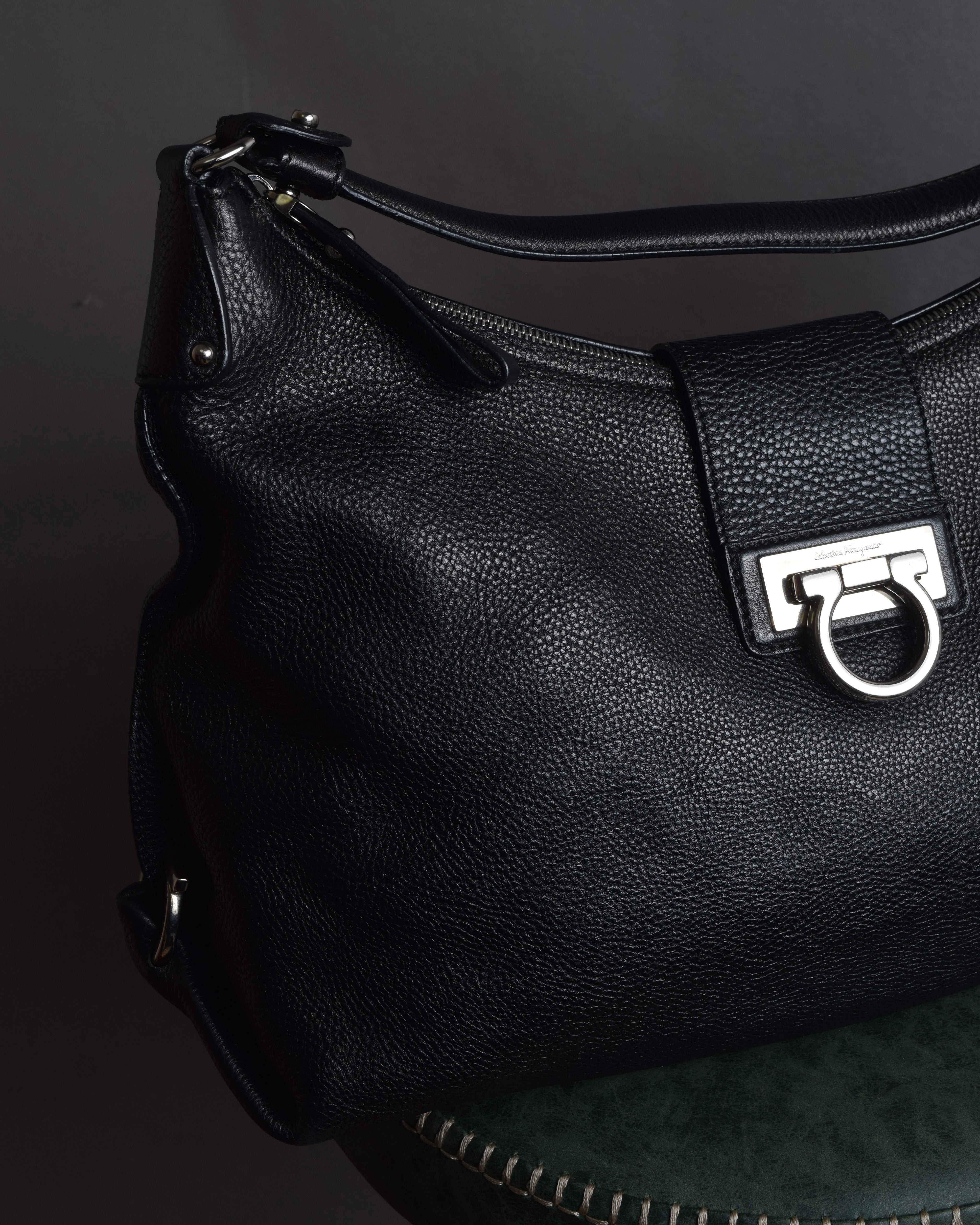 "Salvatore Ferragamo" Gancini motif design large leather shoulder bag