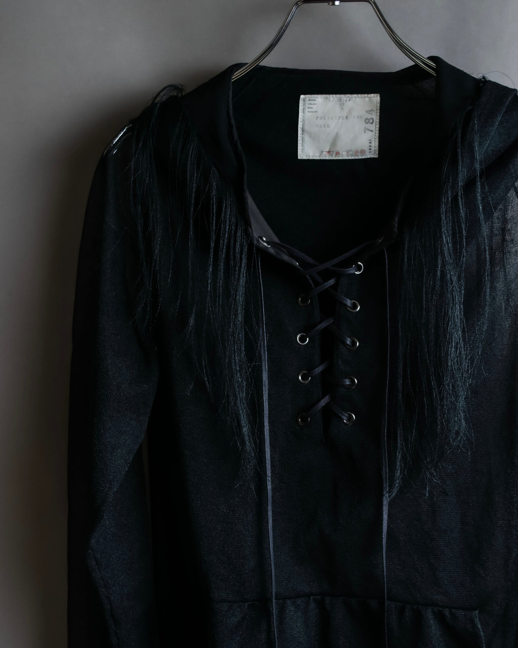 "sacai" Wig design sheer hooded pullover