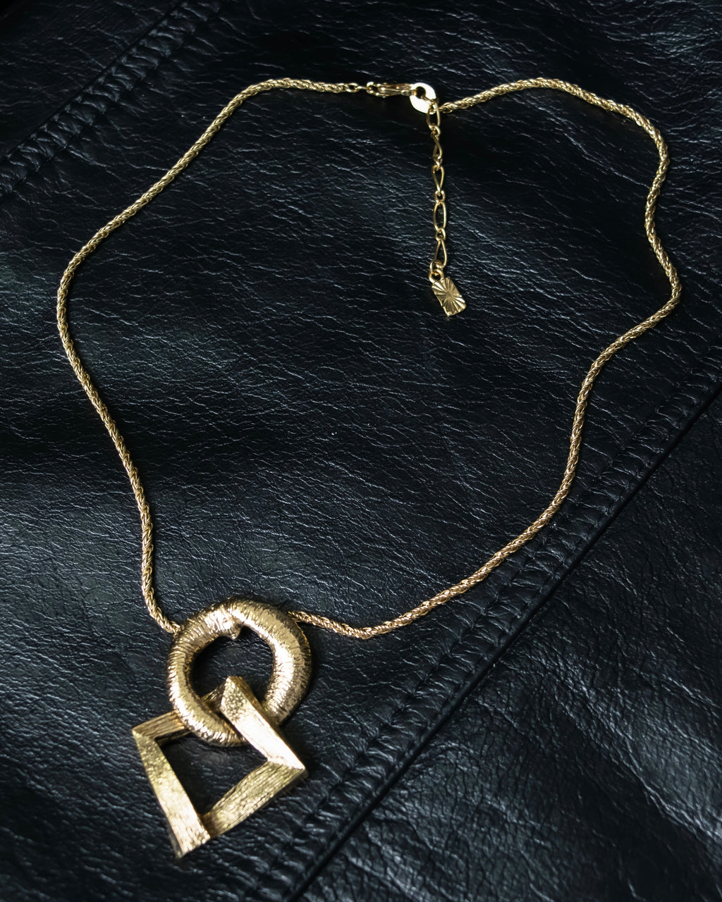 “Yves Saint Laurent” antique processed gold chain necklace