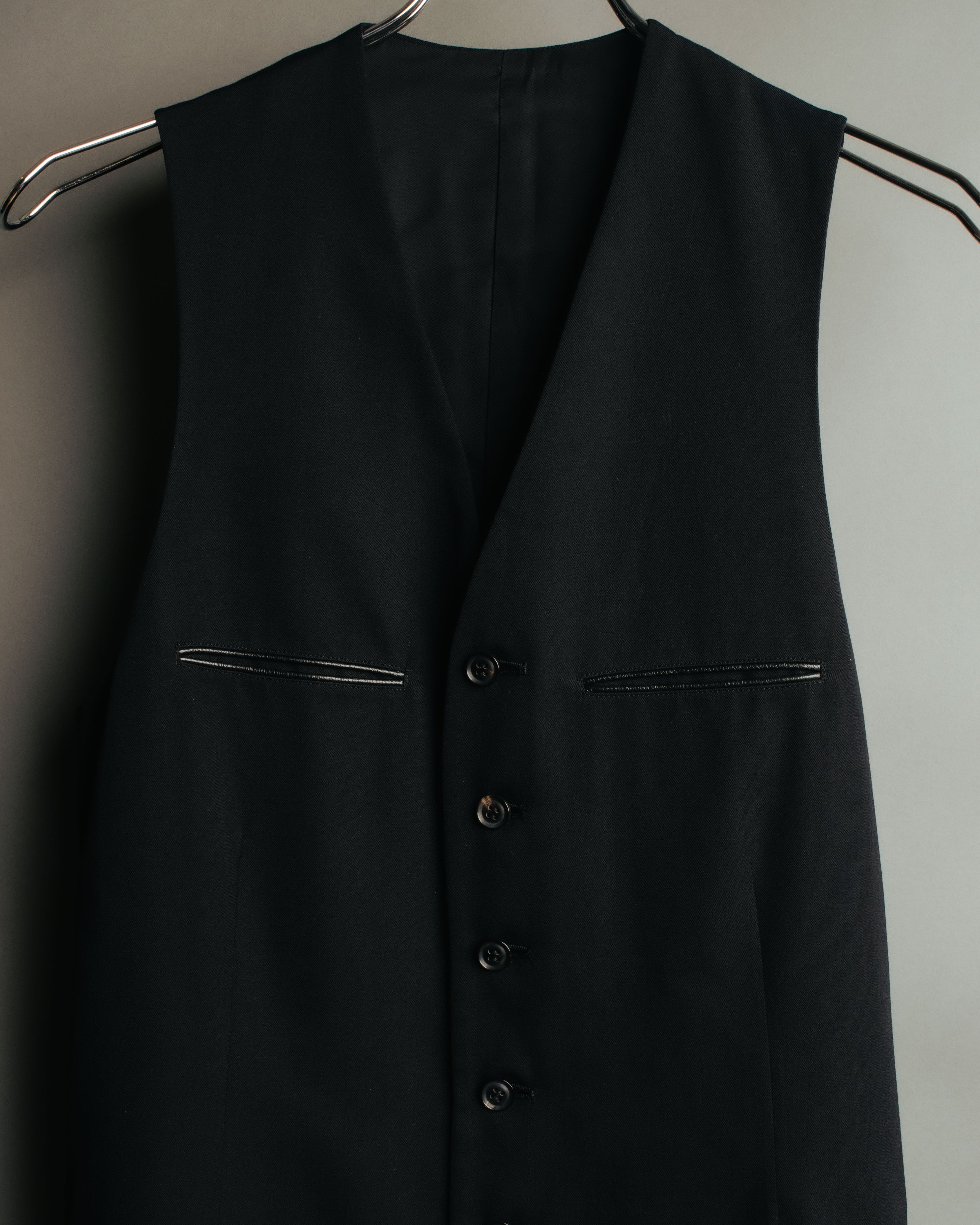 -SPECIAL- “Y’s” 90’s long tailored leather-trimmed vest