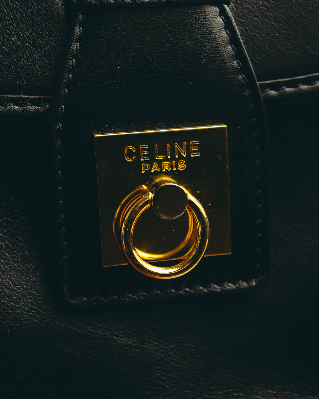 “CELINE” 90’s-00’s Ring lock leather shoulder bag