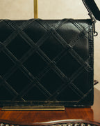 "Yves Saint Laurent" 80's-90's Lattice textured leather shoulder bag