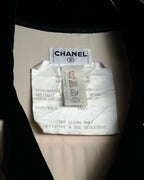 –SPECIAL– “CHANEL” 80’s-90’s pleated silk velvet trim blouse