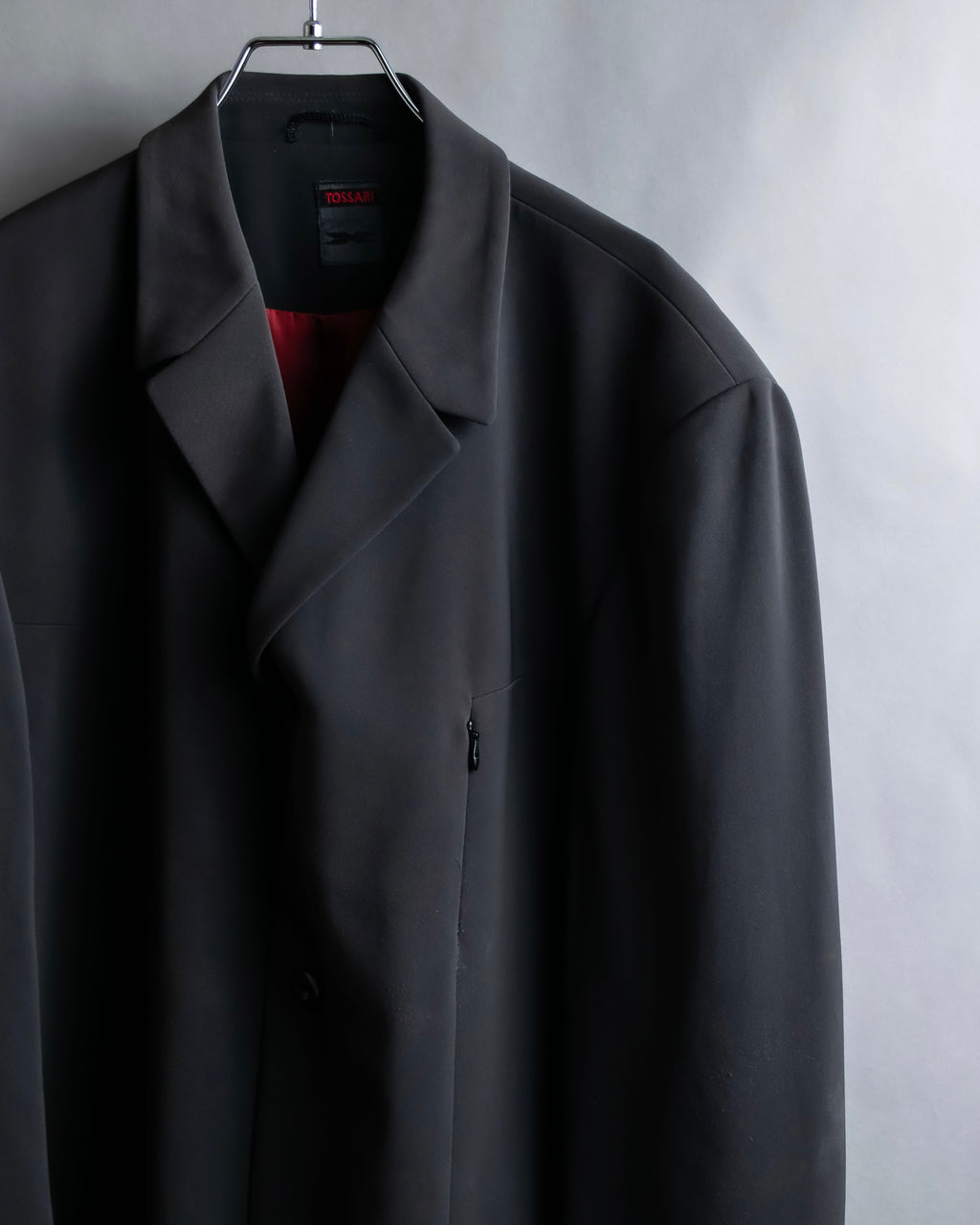 "TOSSARI" Shiny hidden zipper design tailored jacket